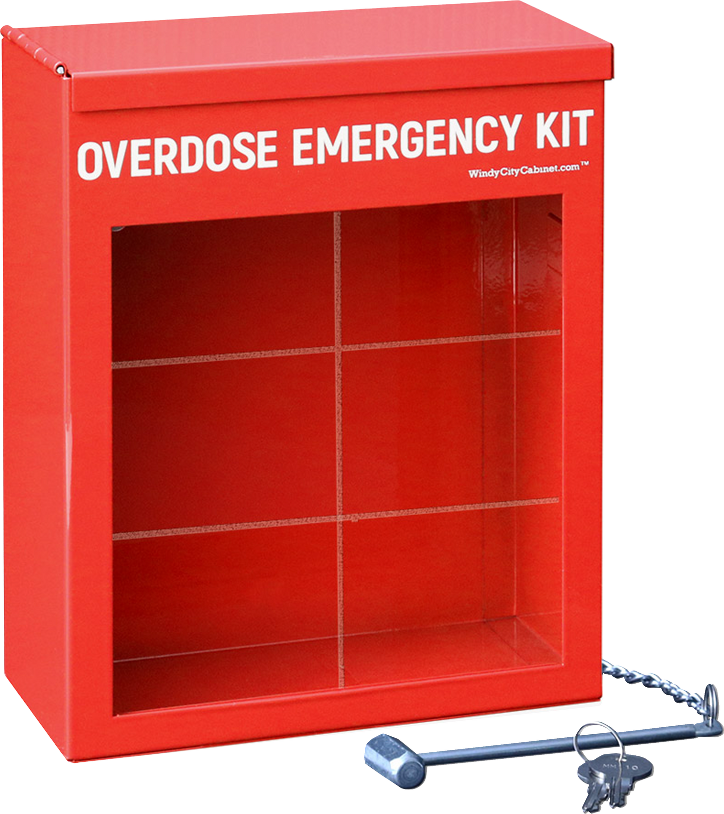 Locking Overdose Emergency Kit Cabinet - Red