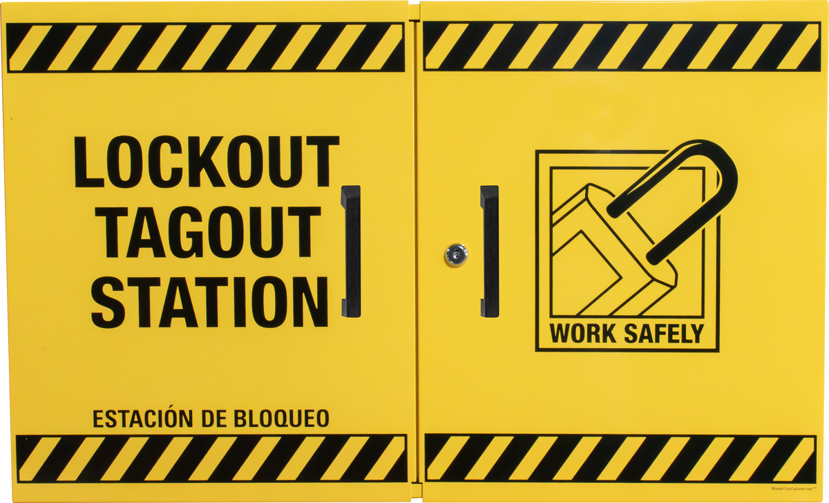 Lockout Tagout Station - Large - 32.25" x 20.75" x 2.5" - Yellow