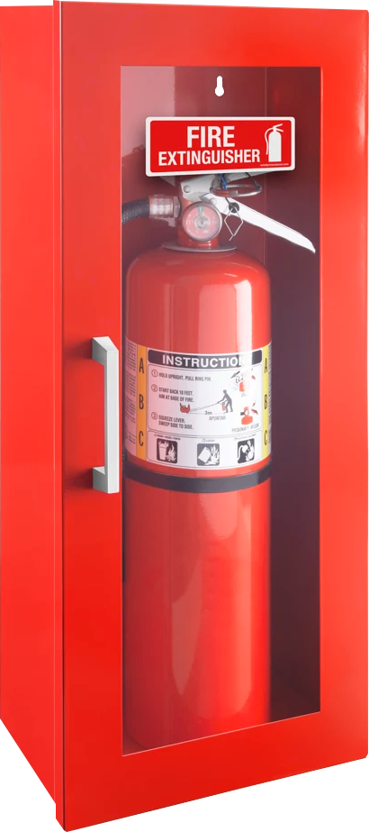 Surface Mount Metal Fire Extinguisher Cabinet - Door with Handle - Red