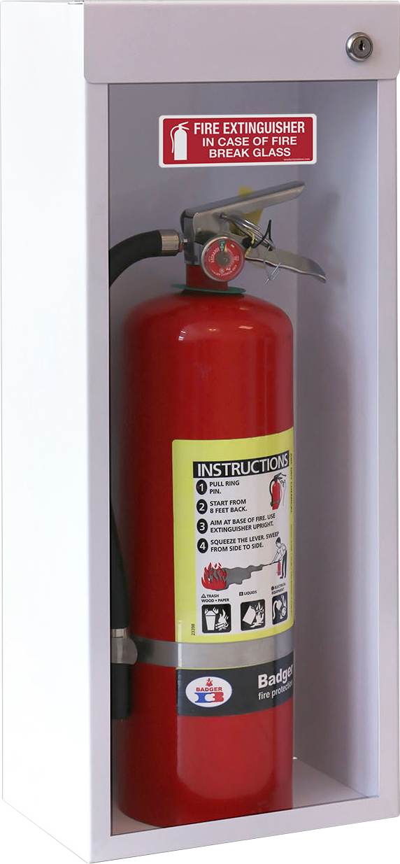Break Window Metal Fire Extinguisher Cabinet - White