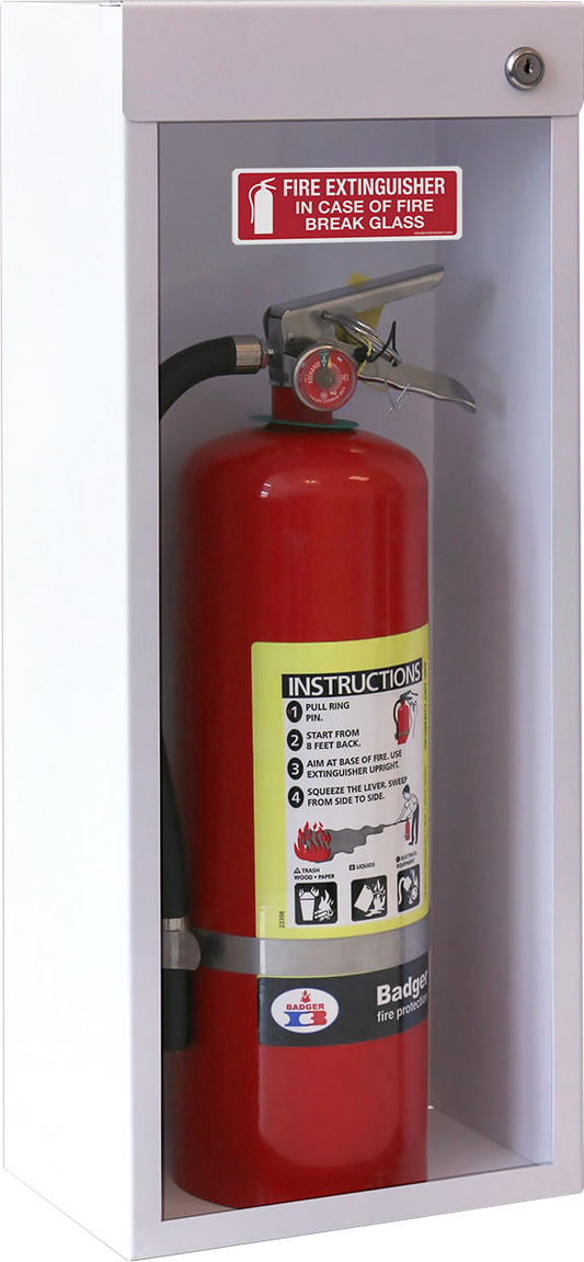 Break Window Metal Fire Extinguisher Cabinet - White