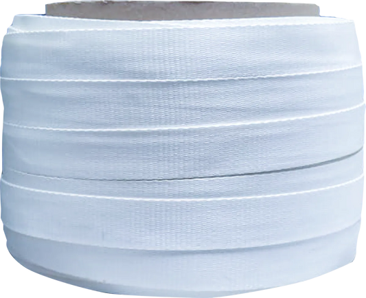 1 1/4" x .050" Heavy Duty Woven Poly Cord 984' Strapping Coil - White