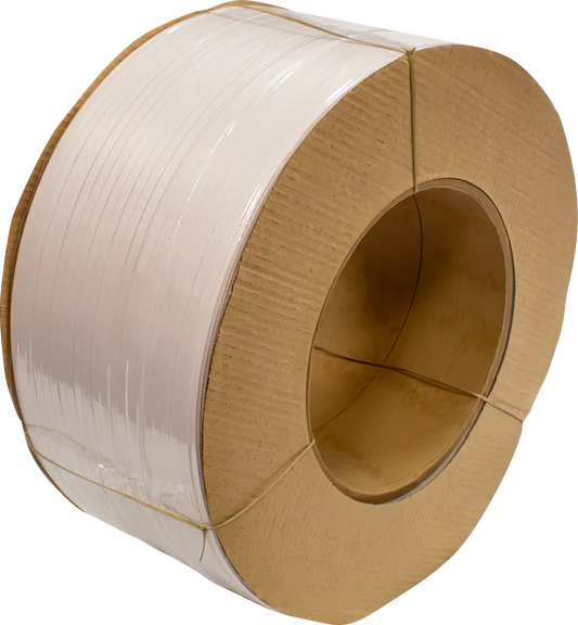Polypropylene Strapping Coil - White 3/8” x .024” x 12,900’ Machine Grade, 8 x 9 Core