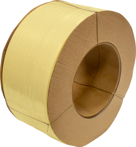 Polypropylene Strapping Coil - Yellow 3/8” x .024” x 12,900’ Machine Grade, 8 x 9 Core
