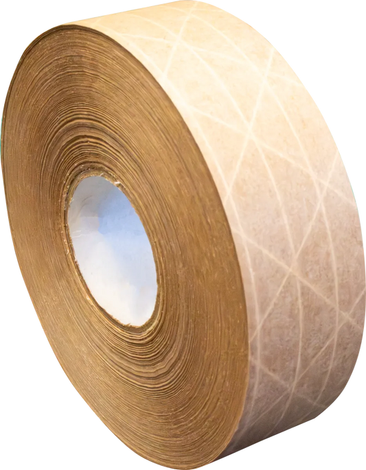 Water Activated Kraft Paper with Filament - 1.65" x 375', 2" Core – Case of 10 Rolls