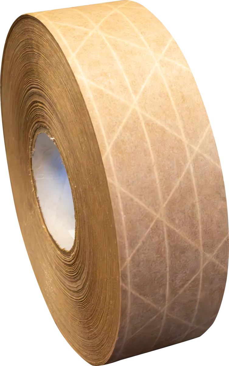 Water Activated Kraft Paper with Filament - 1.65" x 375', 2" Core – Case of 10 Rolls